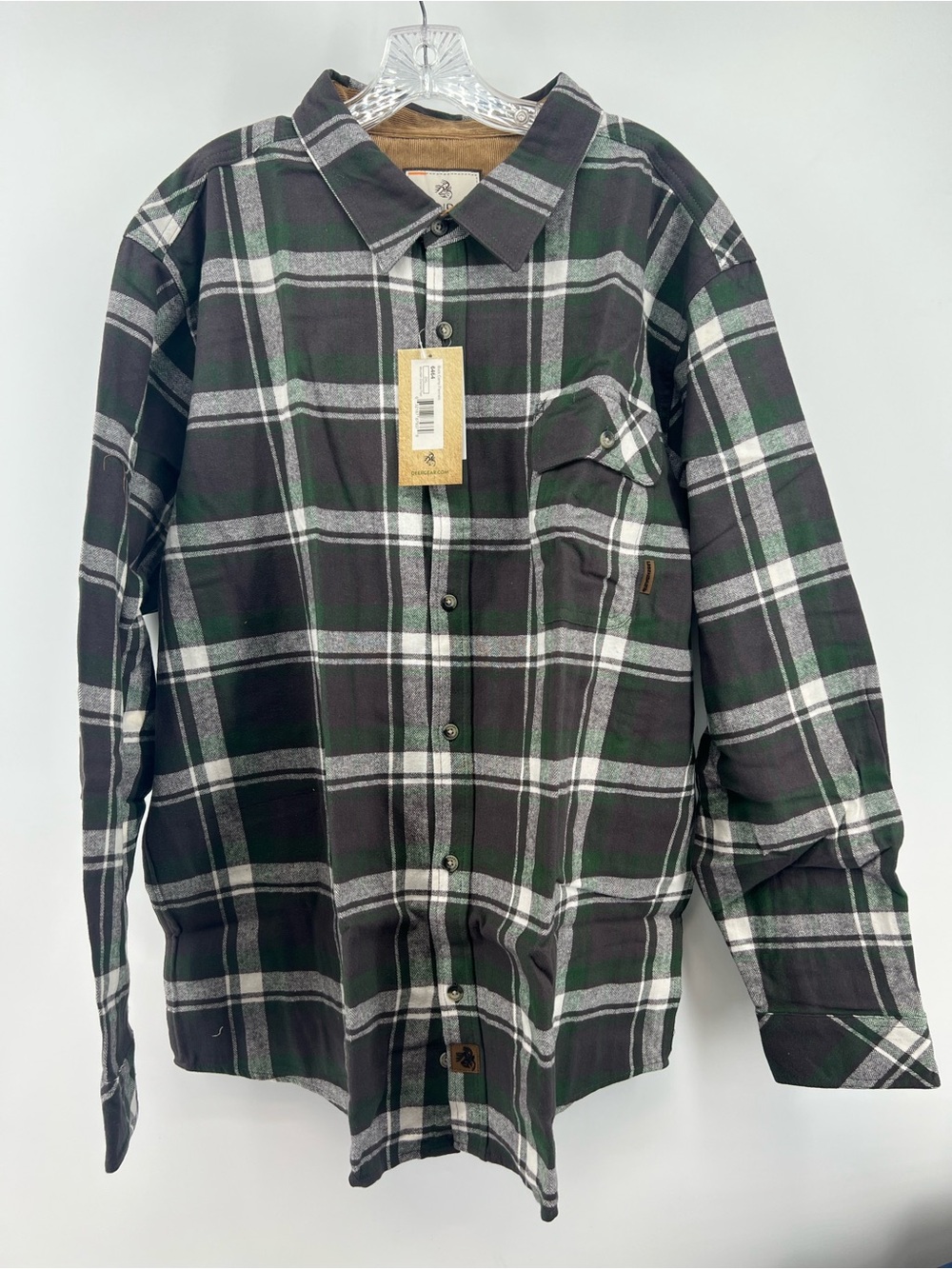 Legendary Whitetails Men's Buck Camp Flannel Shirt Mens 2XL Plaid Grey Green Wht